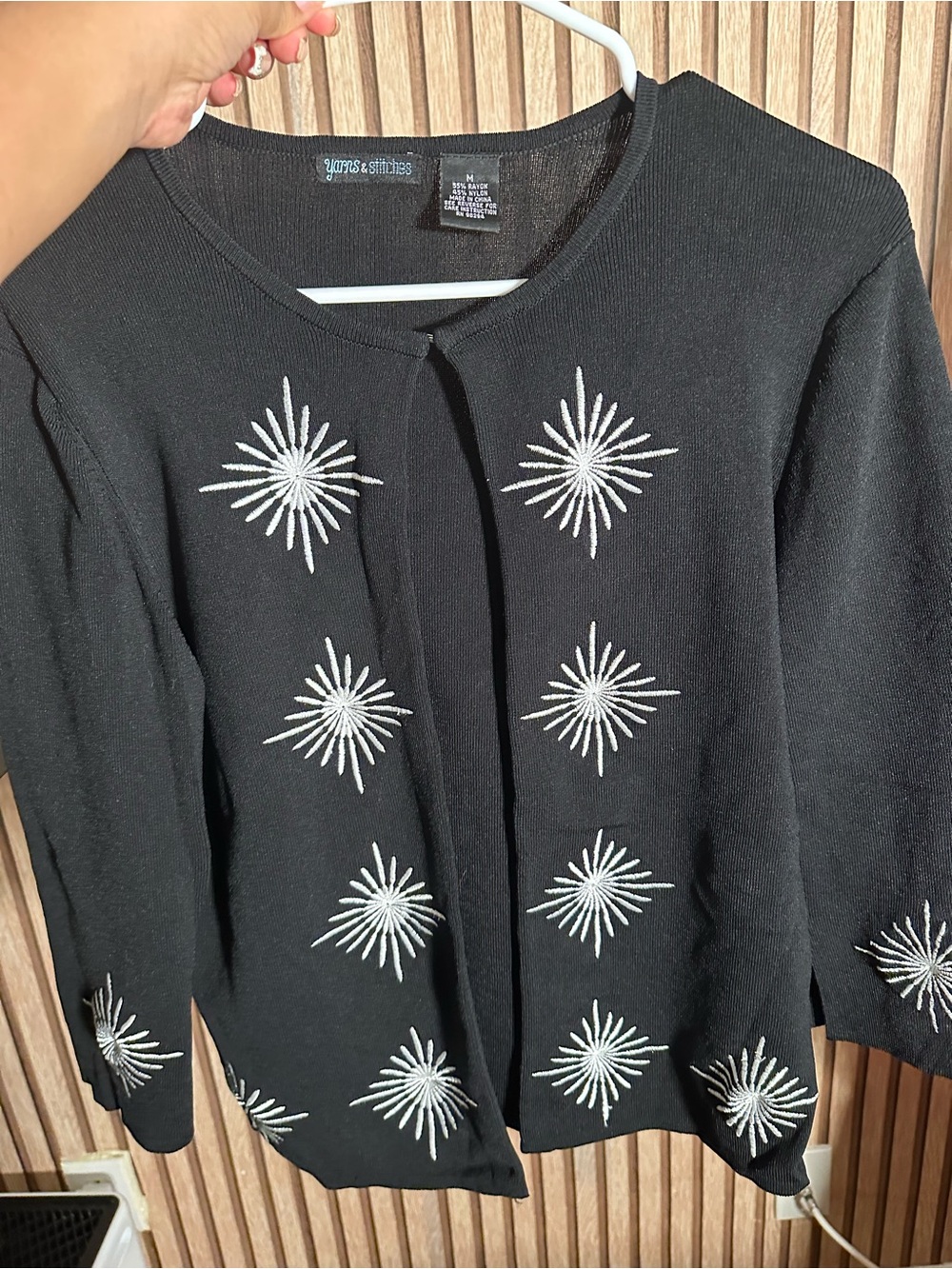 Black Sunburst Embroidered Open Cardigan - Stitches & Stitches